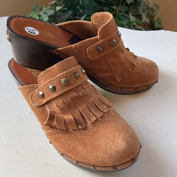 Michael Kors | Michael Kors Slip-On Suede Wooden Mules/Cogs Women’s 6.5 - Picture 12 of 16